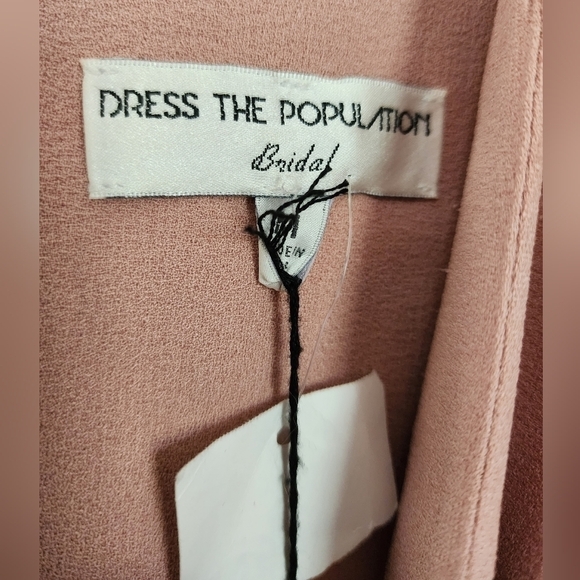 Dress The Population Bridal Phoebe Chiffon Gown in Blush Pink size Medium - Picture 4 of 8